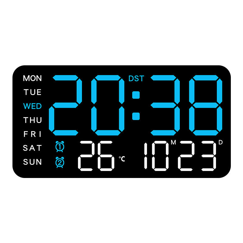 Stor digital veggklokke med LED-display, datovisning og termometer, perfekt gave til eldre, dekorasjon til stuen og soverommet