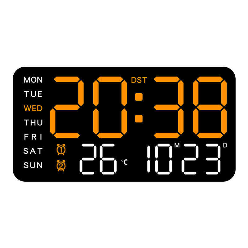 Stor digital veggklokke med LED-display, datovisning og termometer, perfekt gave til eldre, dekorasjon til stuen og soverommet