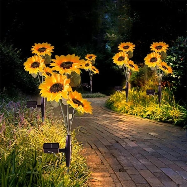 🌻☀️ Vanntette solcellelamper – Realistiske kronblader, IP65-klassifisert og værbestandig, lyser automatisk i 8–12 timer ☀️🌻