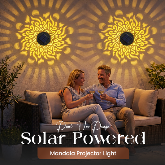 ☀️ Solcelledrevet mandala-lampe for hage og uteplass – 2-i-1 gulv- og vegglampe – Dekorativ belysning med vintage-effekt – Rustfri og holdbar